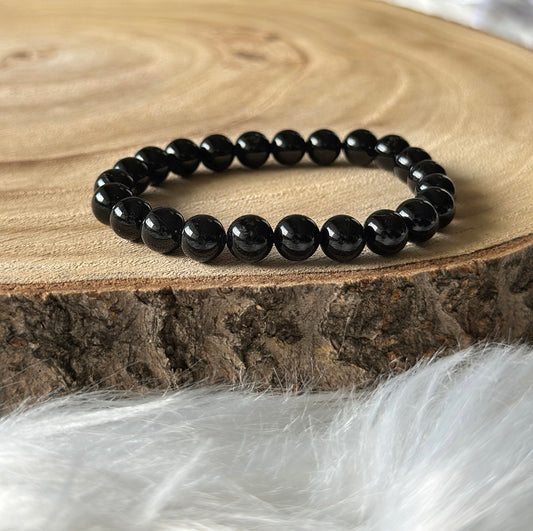 bracelet tourmaline noir sur bois et ti
