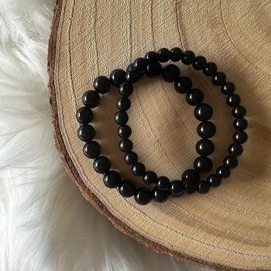 2 bracelets obsidienne noir vue de haut