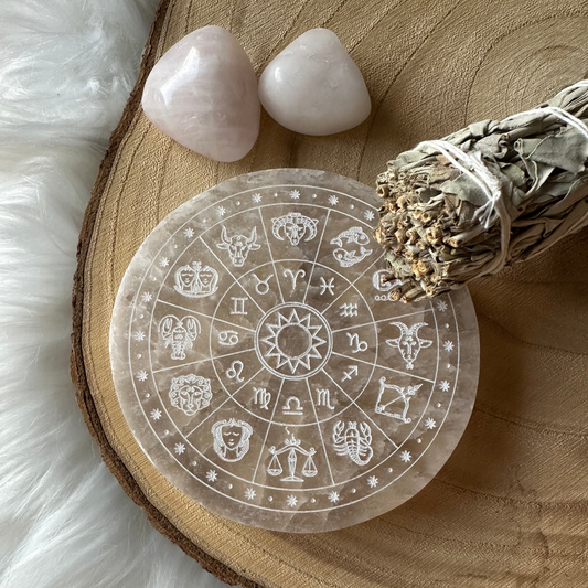 Trio baton de sauge, quartz rose roulé et plaque en sélénite