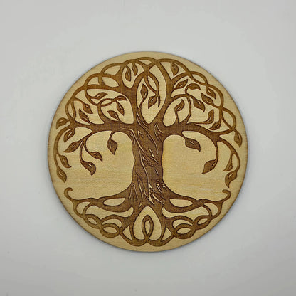 plaque en bois gravée arbre 