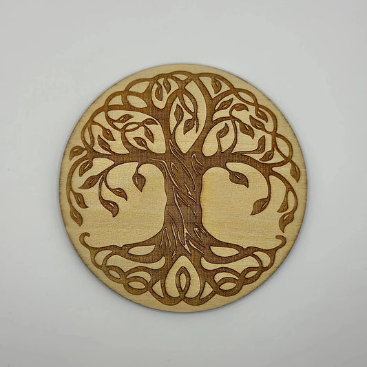 Plaque en bois arbre de vie gravée