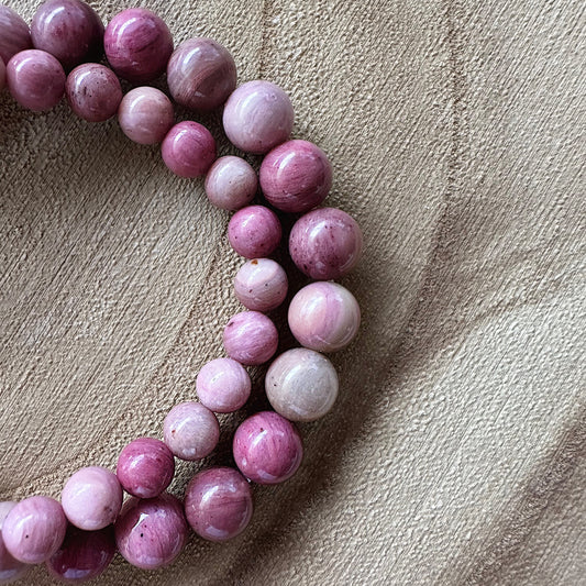 2 bracelets rhodonite sur bois 