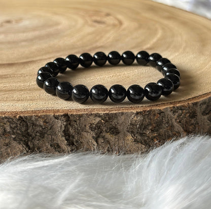 bracelet tourmaline noir sur bois et ti