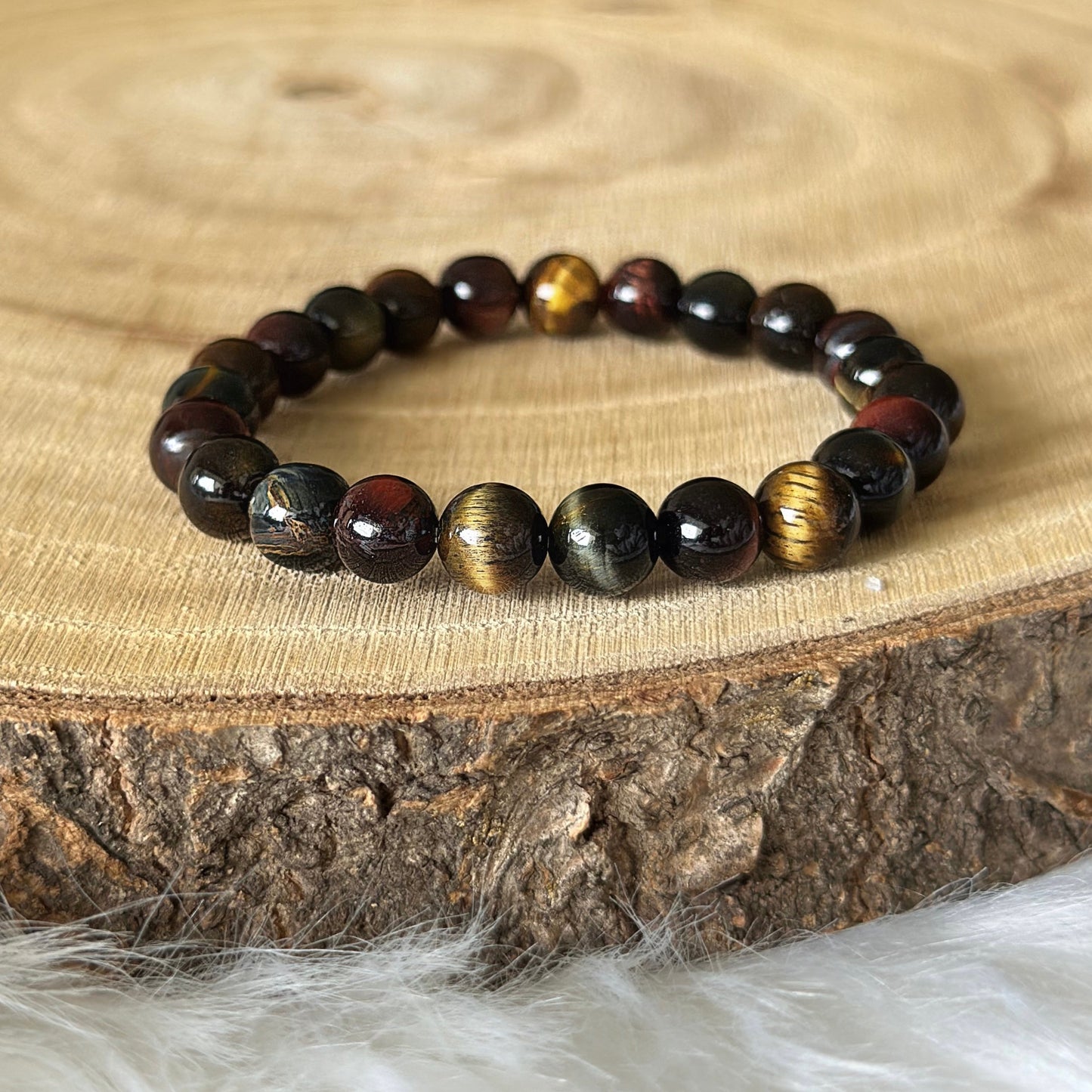 bracelet oeil multiple sur bois et tissu