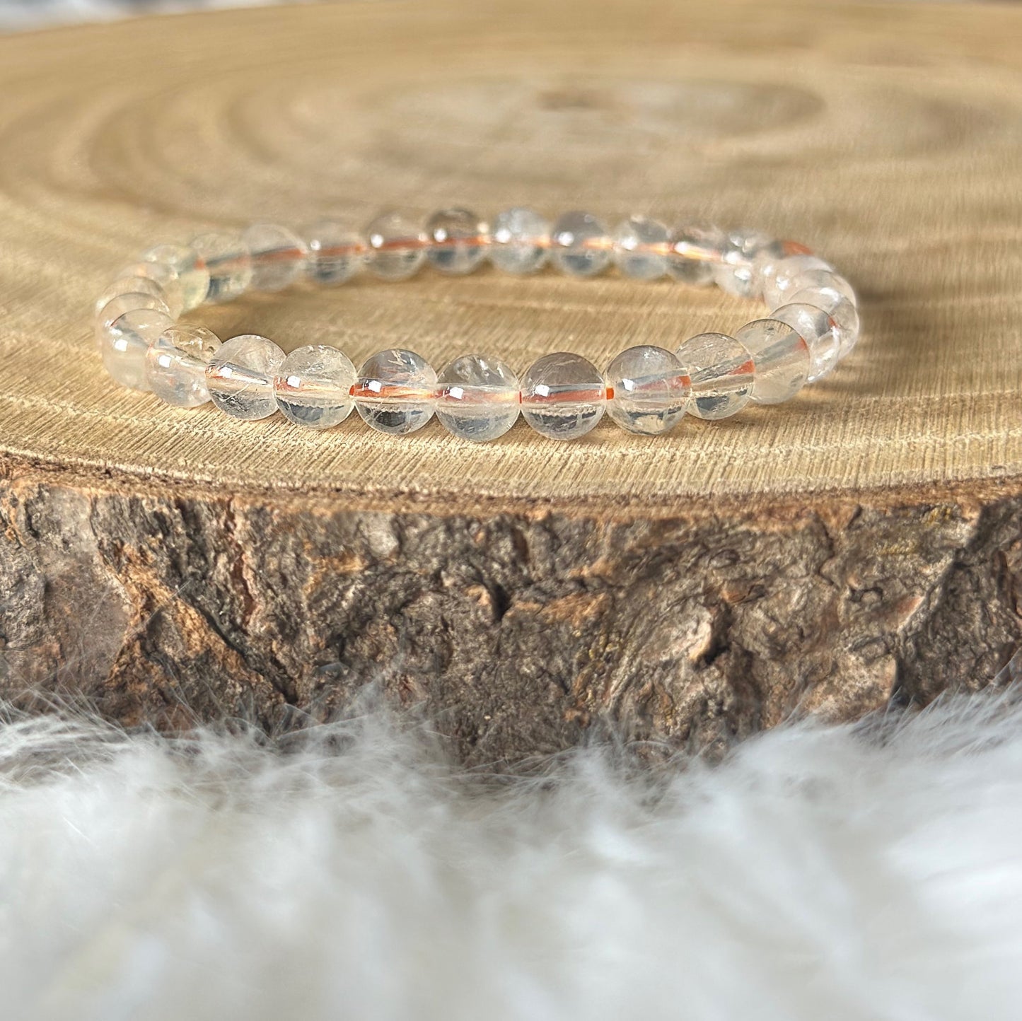 bracelet citrine sur bois et tissu