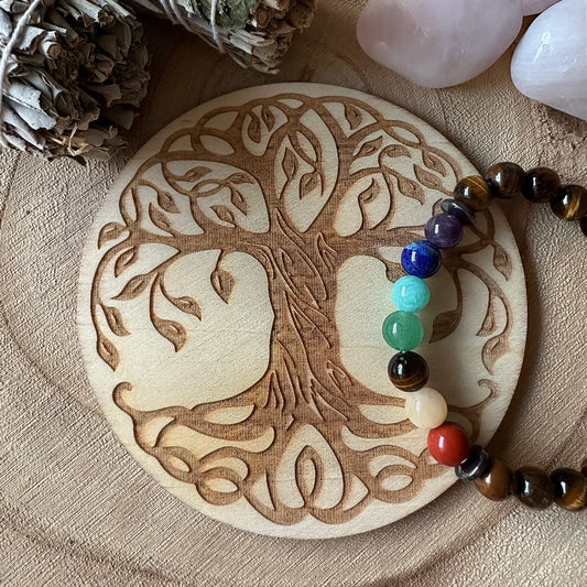 plaque arbre gravée et bracelet