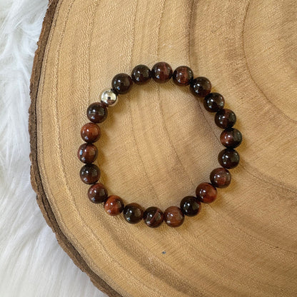 Bracelet œil de taureau  sur bois et plaide 