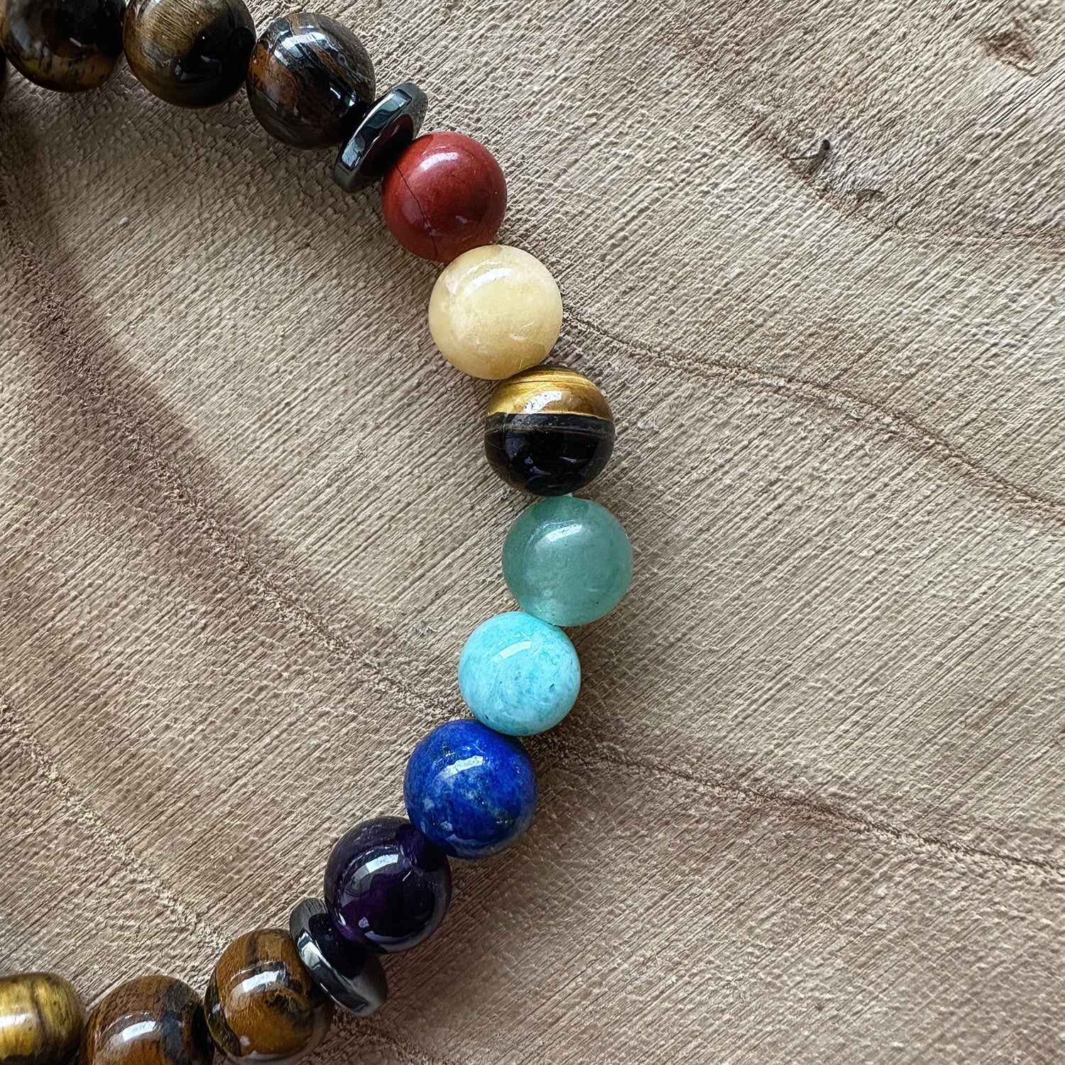 Bracelet 7 Chakras & Oeil de tigre - Bien être & Lithothérapie