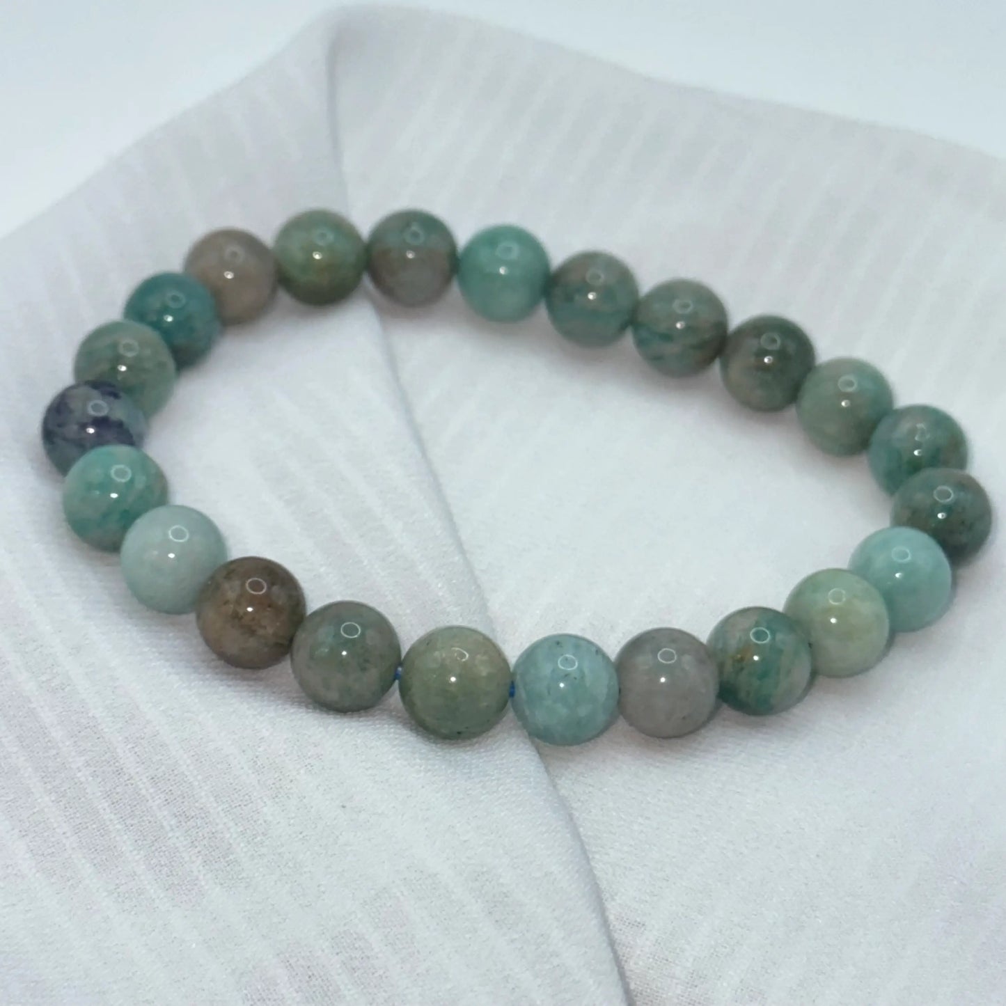 bracelet amazonite du pérou sur soie 