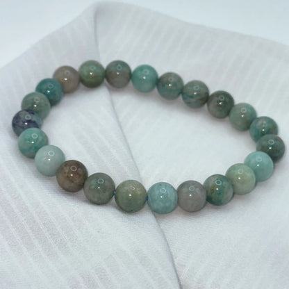 bracelet amazonite du pérou sur soie 