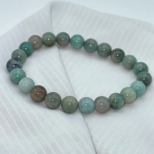 bracelet amazonite du pérou sur soie 