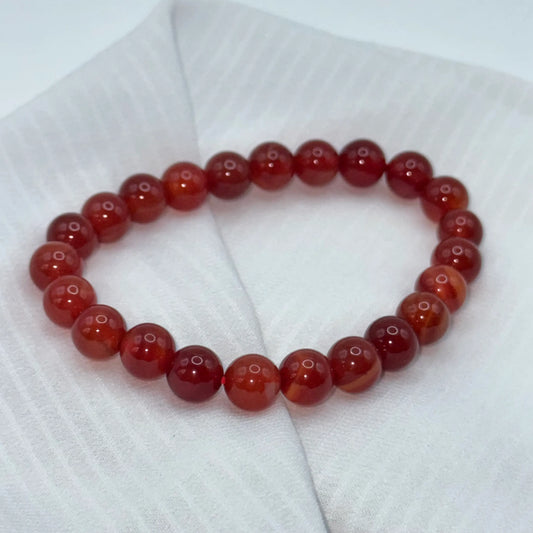 Bracelet Cornaline rouge sur soie