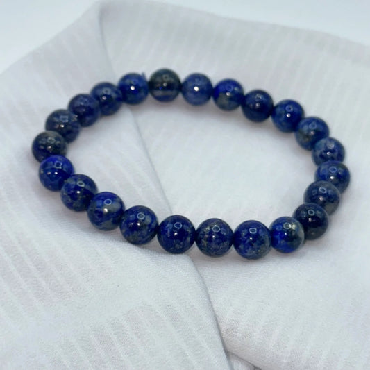 Bracelet lapis lazuli sur soie