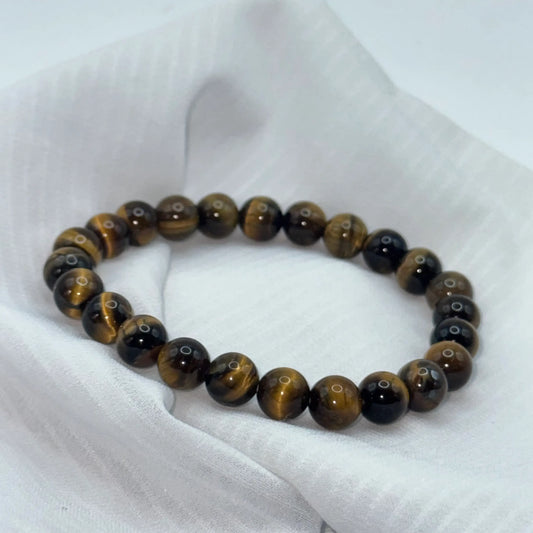 Bracelet oeil de tigre sur soie