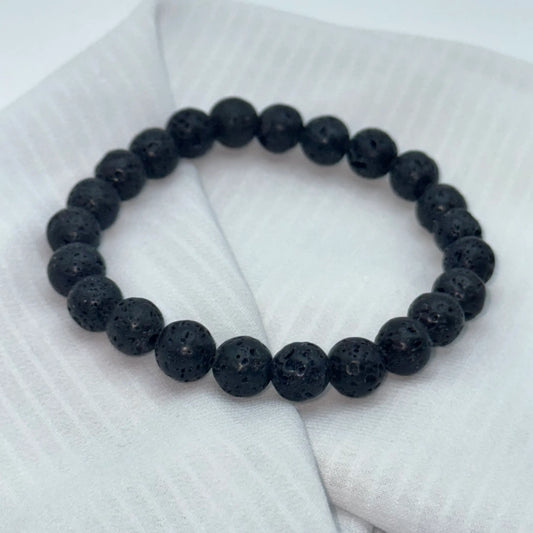 Bracelet Pierre de lave sur soie