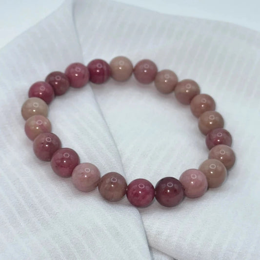 Bracelet Rhodonite d'Australie sur soie