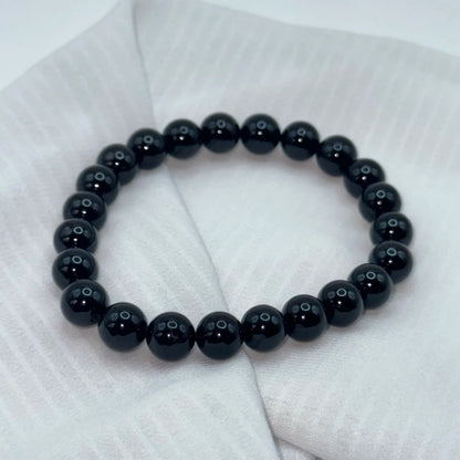 Bracelet Tourmaline noire sur soie