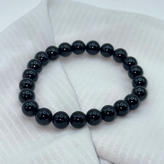 Bracelet Tourmaline noire sur soie