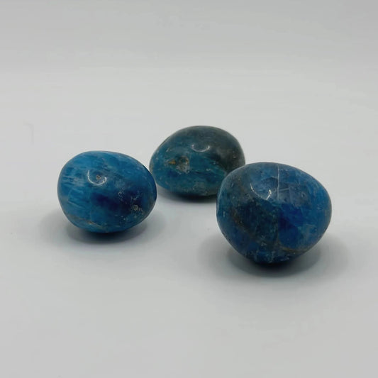 Lot de 3 pierres roulées Apatite bleue de Madagascar - Bien être & Lithothérapie