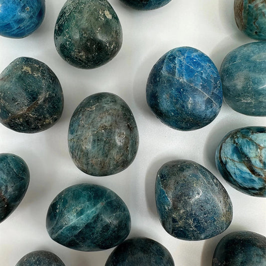 Lot de 3 pierres roulées Apatite bleue de Madagascar - Bien être & Lithothérapie